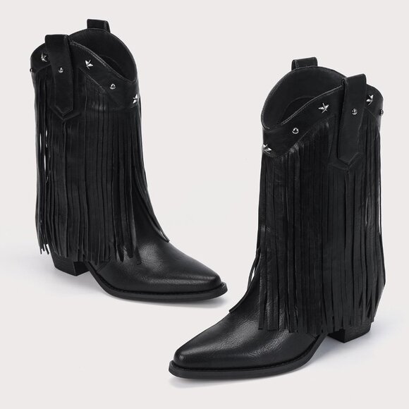 Cowboy Boots for Women Mid Calf Cowgirl Boots with Star Studded Music Festivals - Picture 5 of 5